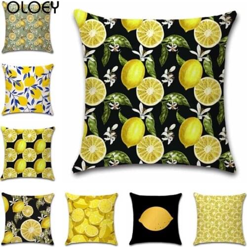 Sour Lemon Image Square Linen Soft Pillowcase, Size 45cmx45cm, Home Bedroom Office Decoration, Hotel Car Decoration Pillowcase