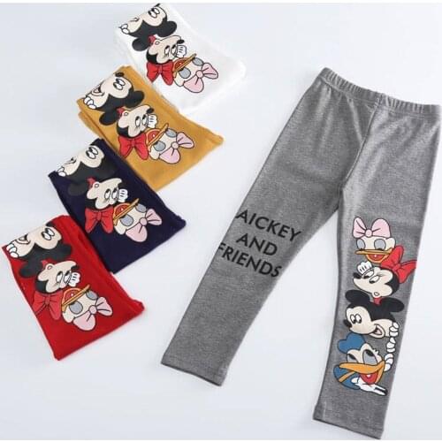 Fashion Cartoon Mickey Friends Donald Duck Minnie Print Girls Leggings Baby Skinny Hot Pant Kid Trousers Korean Children Clothes