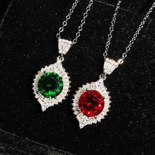 QTT 925 Sterling Silver Fashion Jewelry Round Crystal Pendant Necklace Stunning Choker Necklace For Women Girl Gift