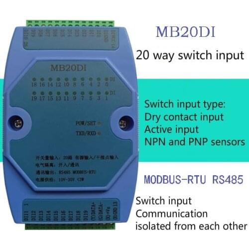 Switch Input Acquisition Module 20 Channels Open Isolation Acquisition Module RS485 MODBUS RTU Communication
