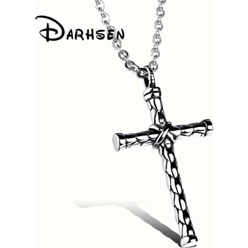 FATE LOVE Christian Cross Pendants Necklaces for Men Male 316L Stainless Steel Chain Fashion Mens Jewelry Gift GX937