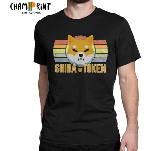 Mens T-Shirts Vintage Shiba Inu Token Crypto Coin Cryptocurrency Funny 100% Cotton Tees Short Sleeve T Shirts Crewneck Tops