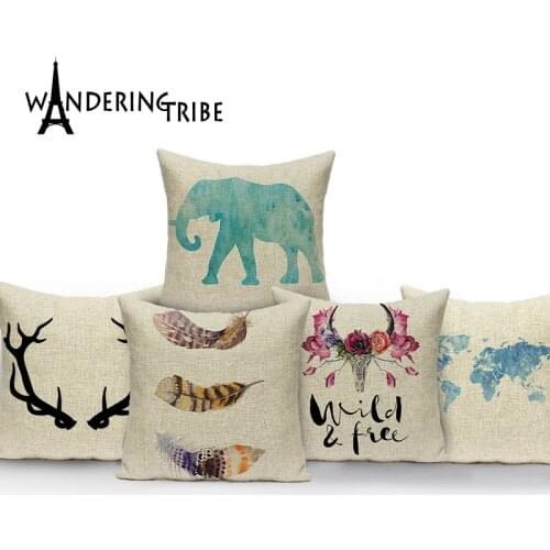 Animal print cushion covers colorful cushions decorative custom Comfortable linen cover cushion moose cover pillow home sofa