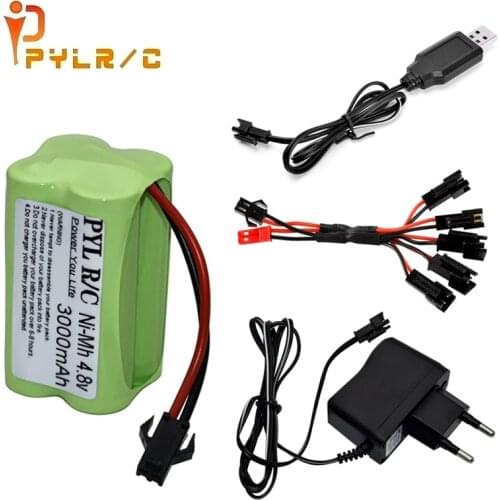 NIMH 4.8V 3000mAh Battery and Charger For RC Cars Ship Tanks Robot Trucks AA 4.8V rechargeable Battery group for RC toys Gun