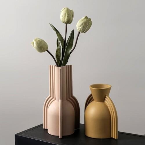 Nordic minimalist Morandi ear vase art geometry living room porch model room creative home decoration furnishings