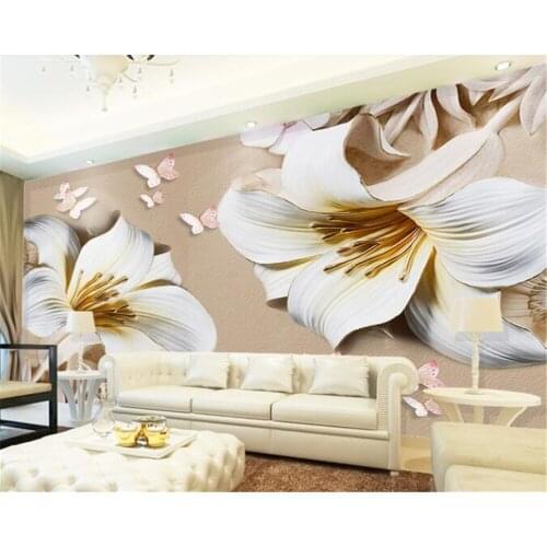 Beibehang Wallpaper wall 3 d stylish 3d embossed floral wallpaper TV background wallpaper for kids room papel de parede 3d