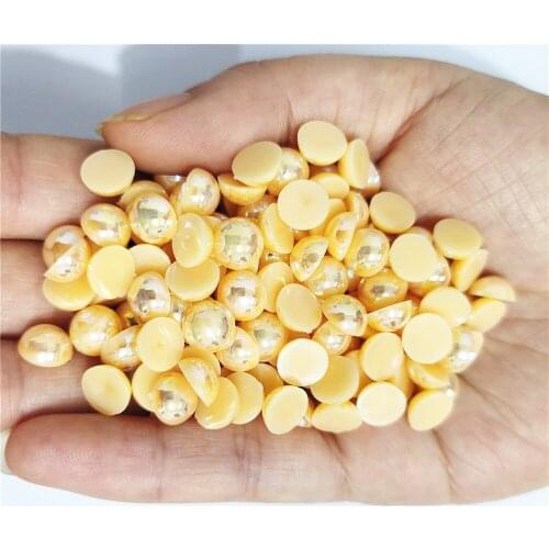 Orange AB Half Round Pearl Rhinestone Crystal Non Hotfix Flat Back Rhinestones Trim Accessories for Nail Art Rhinestones