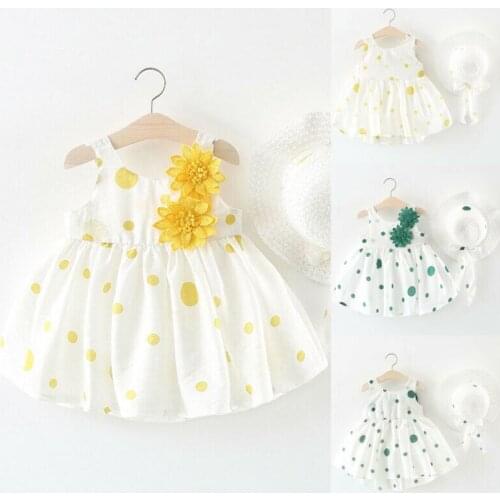 Pudcoco 2020 Toddler Girl Flower Party Dresses Princess Sleeveless Tutu Dress+Sunhat Outfits Sundress
