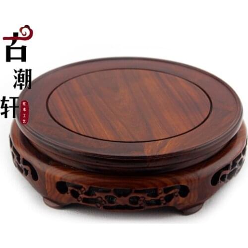 Vase base home decoration redwood hard wood circle pedestal display stand