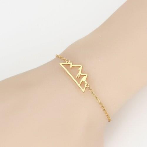 Cxwind Minimalist Mountains Top Adjustable Bracelet Bangle for Women Snowy Mountain Rose Gold Color Jewelry Pulseira Feminia