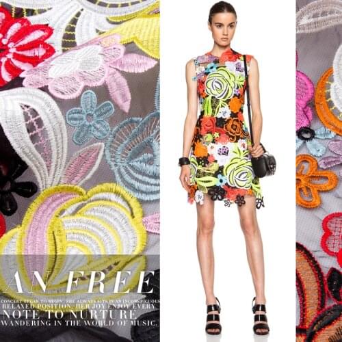 DIY Net red embroidery high quality african 2018 embroidery cord lace wedding party dress french lace tirm