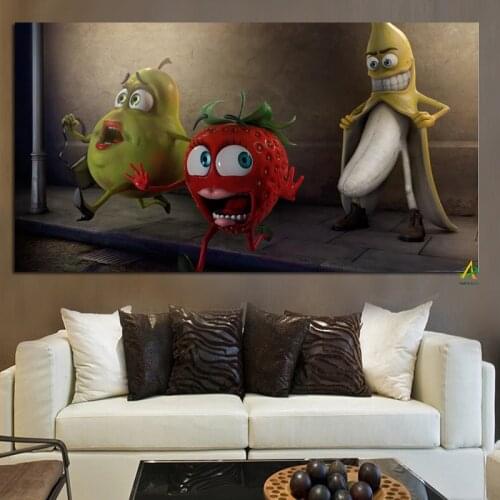 YWDECOR Cute Banana Stalker Fruit People Canvas Painting Custom Digital Prints on Canvas Kids Room Living Room Sofa Home Decor