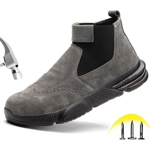 Anti-scalding Safety Shoes for Electric Welders Mens Anti-smash and Anti-piercing Lightweight Breathable High top Work Shoes