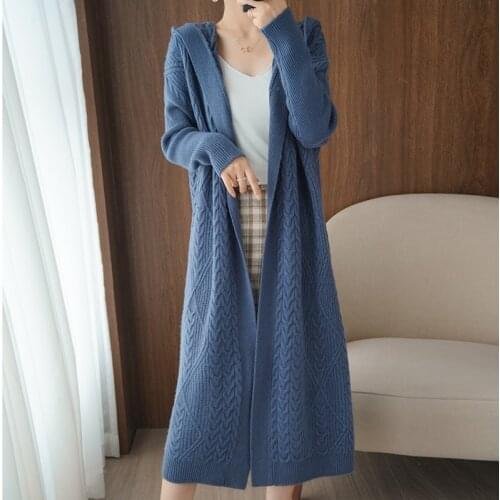 Adishree 2021 woman winter 100% Cashmere sweaters autumn Cardigans knitted Pullovers High Quality Warm Female thickening Hooded