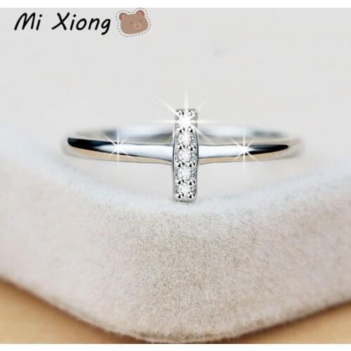 Mi Xiong 925 Sterling Silver Rings for Womens Designer Original Letter I Diamond Luxury Elegant Wedding Engagement Brand Jewelry