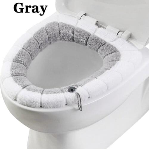 Winter Warmer Toilet Seat Mat Cover Soft Plush O-Shape Seat Cover Bathroom Pedestal Pan Cushion Pads Lycra Flush Washable Toilet