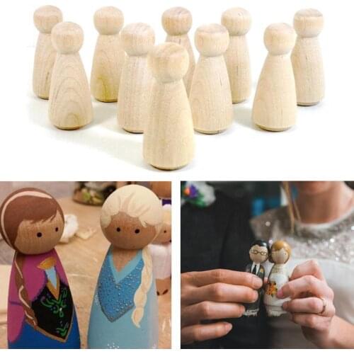 10Pcs Wooden DIY Peg Dolls for Wedding Cake Decoration Kids Painted Toys for Kids 13