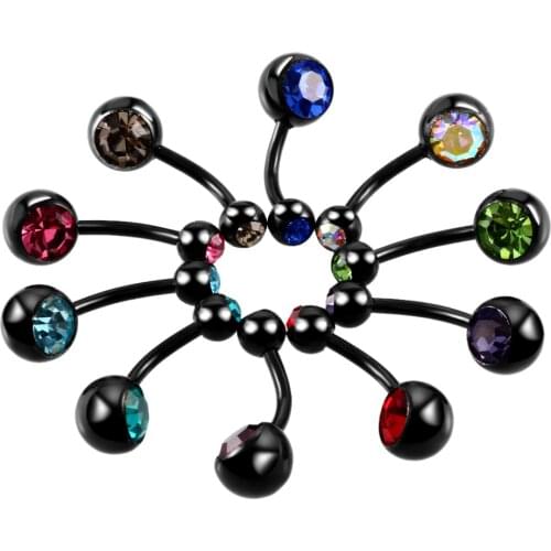 10Pcs/lot Surgical Steel Belly Button Rings CZ Gem Navel Piercing Mixed Colors Ombligo Pircing Sexy Women Body Jewelry 14G