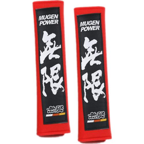 Red/Black 1Pair JDM Cotton Mugen Auto Seat Belt Cover Shoulder Strap Pads for Honda Racing Car Seat Belt