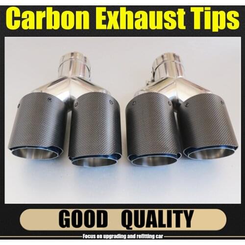 2Pcs Y Style Carbon Fiber Exhaust Tip Matt Color Exhaust Pipe Muffler For Any Cars carbon fiber exhaust pipe For Akrapovic