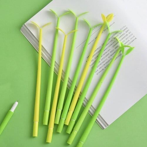 24Pc Kawaii Funny Pens Silica Gel Bean Sprout Cute School Cool Stuff Thing Write Rollerball Ballpoint Stationery Black Blue Ink