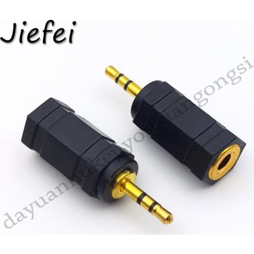 4Pcs Gold 2.5mm 3 Pole Stereo Male Plug to 3.5mm Female Socket Audio Adapter Connector