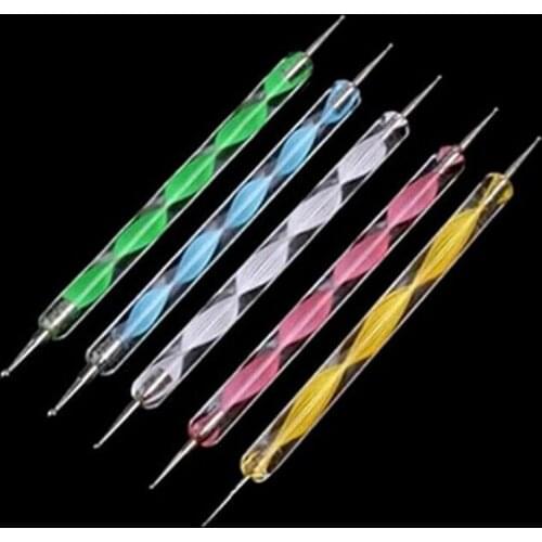5Pcs Set Professional Nail Art Tool 2 ways Swirl Marbleizing Steel Dotting Pen 3d Salon Decoration Manicure Tools Kit