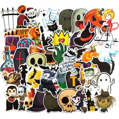 50pcs Self-made handbook stickers cute kawaii halloween stickers funny decorative stickers scrapbooking DIY craft photo albums