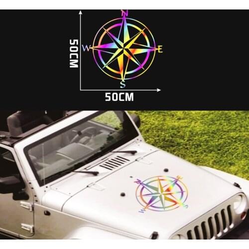 50cm*50cm Art Design Vinyl NSWE Compass Car Stickers 3D Reflective Color Decals Travel Wanderlust Direction