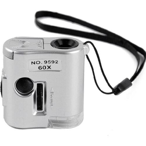 60X 20mm Mini Magnifiers with LED&UV Lights Portable Jewelry Loupe Reading Magnifying Glass Lens Illuminated Pocket Magnifier