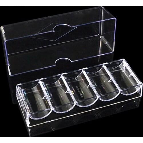 100/200PCS Acrylic Poker Chip Tray/Box High Quality Transparent Chips Box With Cover Casino Game