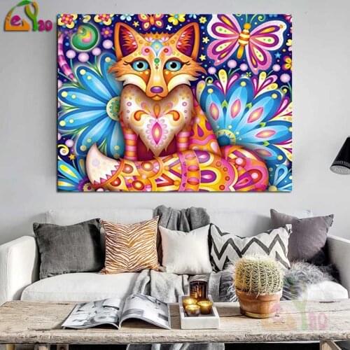 5d diy Diamond Painting Colorful Fox diamond Embroidery full round square diamond Mosaic Diamond cross stitch home decor