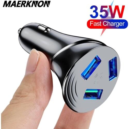 35W 3 Ports USB Car Charger Fast Charging For iphone 11 8 Huawei Samsung Xiaomi Tablet iPad Mobile Phone Charger Adapter in Car