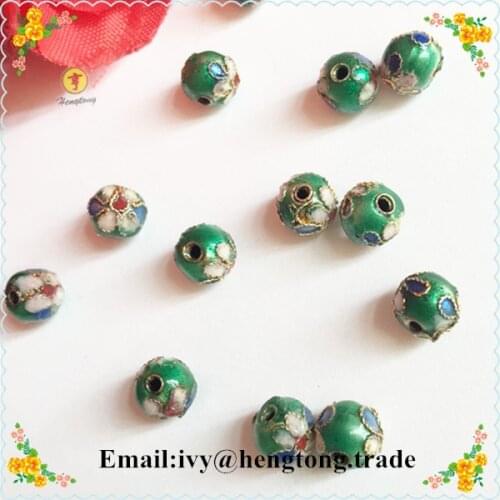 Freeshipping wholesale beautiful rosary necklace & bracelet parts round cloisonne beads, Jewelry bead Accessory with flower