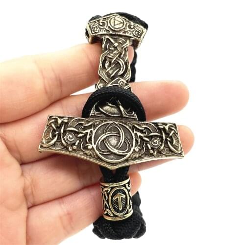 Nostalgia Thor Hammer Mjolnir Martillo De Thor Trinity Knot Irish Talisman Viking Bracelet Personnalisable Manchette Femme 2020
