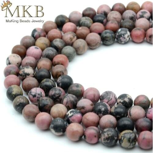 Natural Black Lace Rhodonite Stone Round Beads For Jewelry Making 4 6 8 10 12mm 15inch Beads Diy Bracelet Wholesale Perles