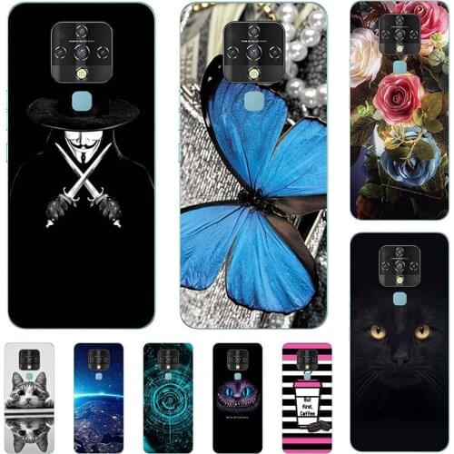 Phone Case For Tecno Camon 16 Soft TPU Relief Silicone Case Animal Cat Cover Coque