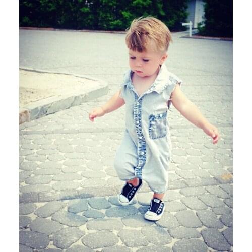 Toddler Baby Boys Girls Clothes Romper Summer Sleeveless Denim Romper Casual Jumpsuit Clothes Outfits