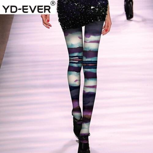 Design Purple rhyme Printing Stockings Personality Bottoming Tide pantyhose Spring Gradation Filament Purple women tights