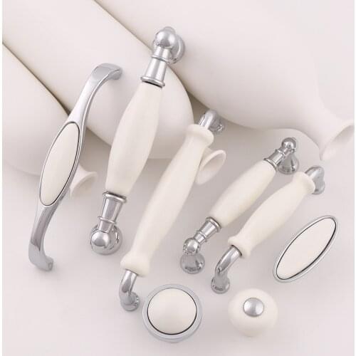 Luxury 10PCS European Rural Ceramic Kitchen Door Furniture Handle Cupboard Drawer Wardrobe Wine Cabinet Pulls Handles and Knobs