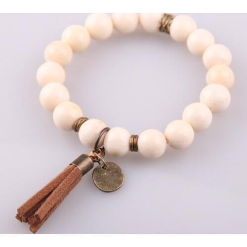 Hot Sale Jewelry Energy Bracelets Made By Antique Bronze Tassel Beautiful Natural White petrification Stone Bracelet bangle