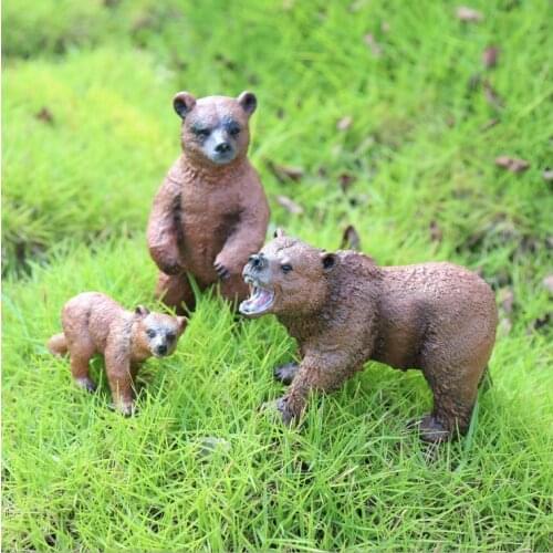 Simulation Wild Life Bears Toys Children Baby Kids Animal Action Figures Brown Bear Fun Toy Figures Home Decor Collection Lover