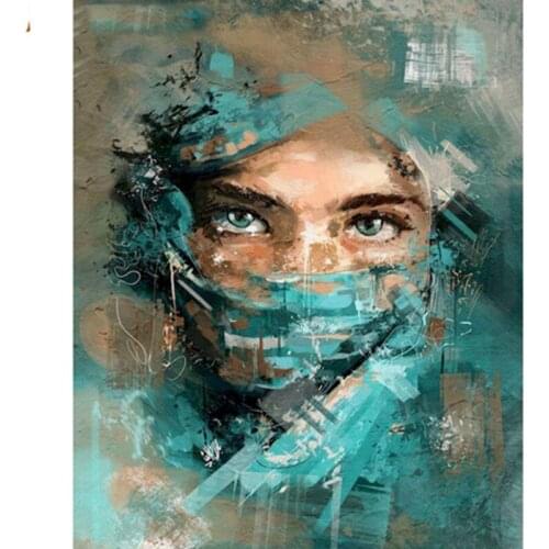Blue Veil Women Figure DIY Painting By Numbers Hand Painted Oil Painting Adult Child Picture Colouring Home Decor Unique Gift