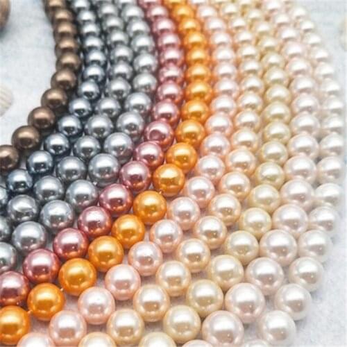 Wholesale Natural Sea Shell Pearl Round Beads Real shells For Jewellery Making Necklace Making Diy Bracelet Jewelry 4-12mm V1
