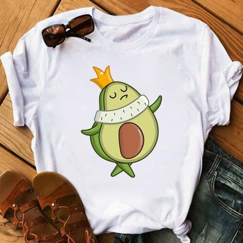2021 Hot Avocado Printed Kawaii Cartoon T Shirt Women Funny Avocado T-shirt Cartoon Graphic Tees Tops Tshirt Female