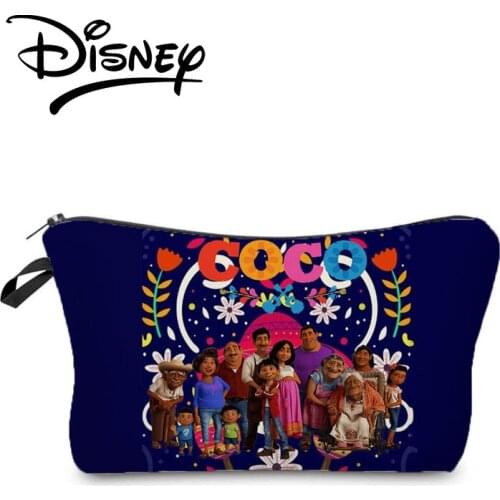 Hot Sale Disney Coco Animation Printed Makeup Bag Cartoon Women Storage Bag Child Candy Bag Blue Cosmetic Bag Custom Pattern