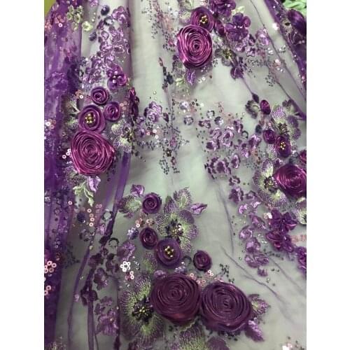 Best quality 3d flower embroidered African Tulle Lace Fabric fashion S-51128 African French Lace Fabric with embroidery