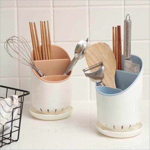 Multi-Function Chopsticks Spoon Drain Rack Chopsticks Tube Kitchen Cutlery Storage Holder