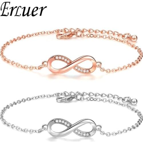 ERLUER Ladys fashion lucky 8 word bracelet jewelry Crystal bracelet that reflects the beauty of women Valentines Day present