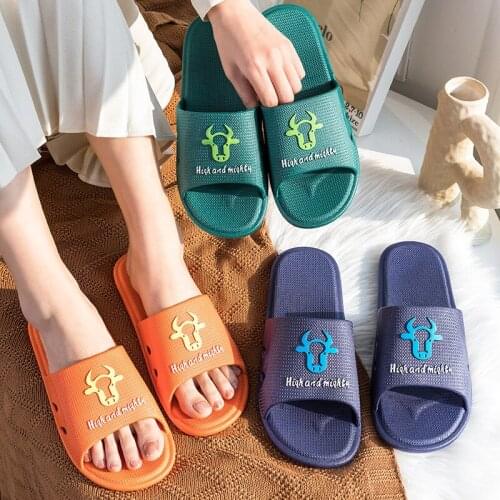Non-slip Womens Slippers Fashion Thick Sole Soft PVC Indoor Slide Sandals Casual Unisex Beach Shoe Cartoon Mans Flip Flops